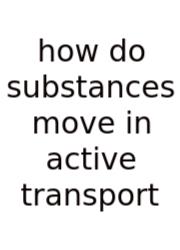 How Do Substances Move In Active Transport